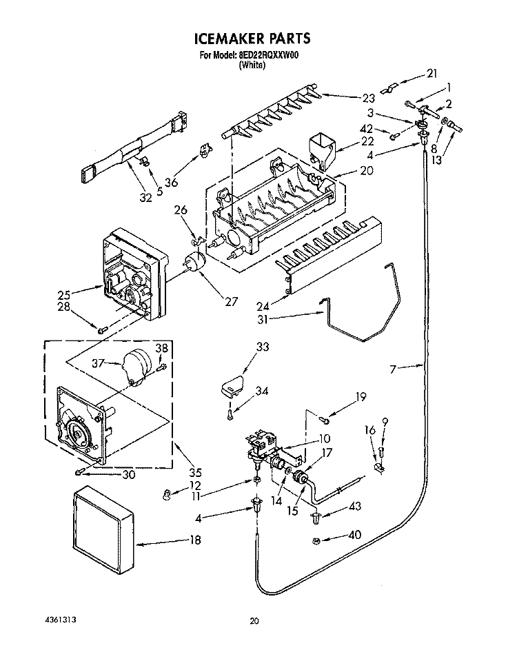 ICE MAKER, LIT/OPTIONAL Diagram and Parts List for 8ED22RQXXW00  Whirlpool Refrigerator