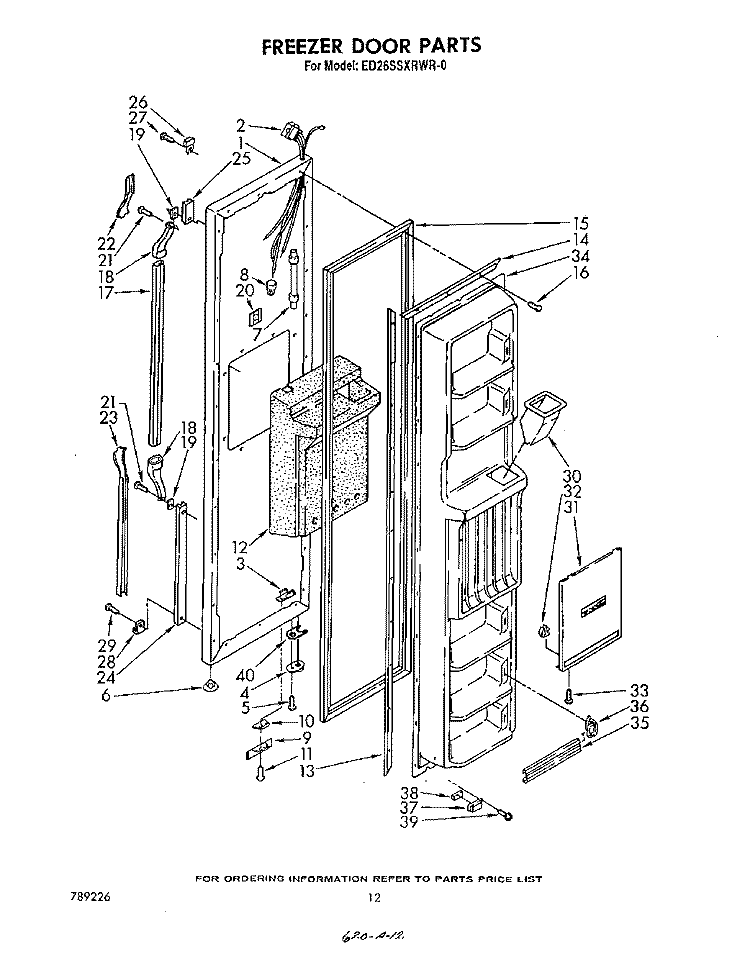 FREEZER DOOR Diagram and Parts List for ED26SSXRWR0  Whirlpool Refrigerator