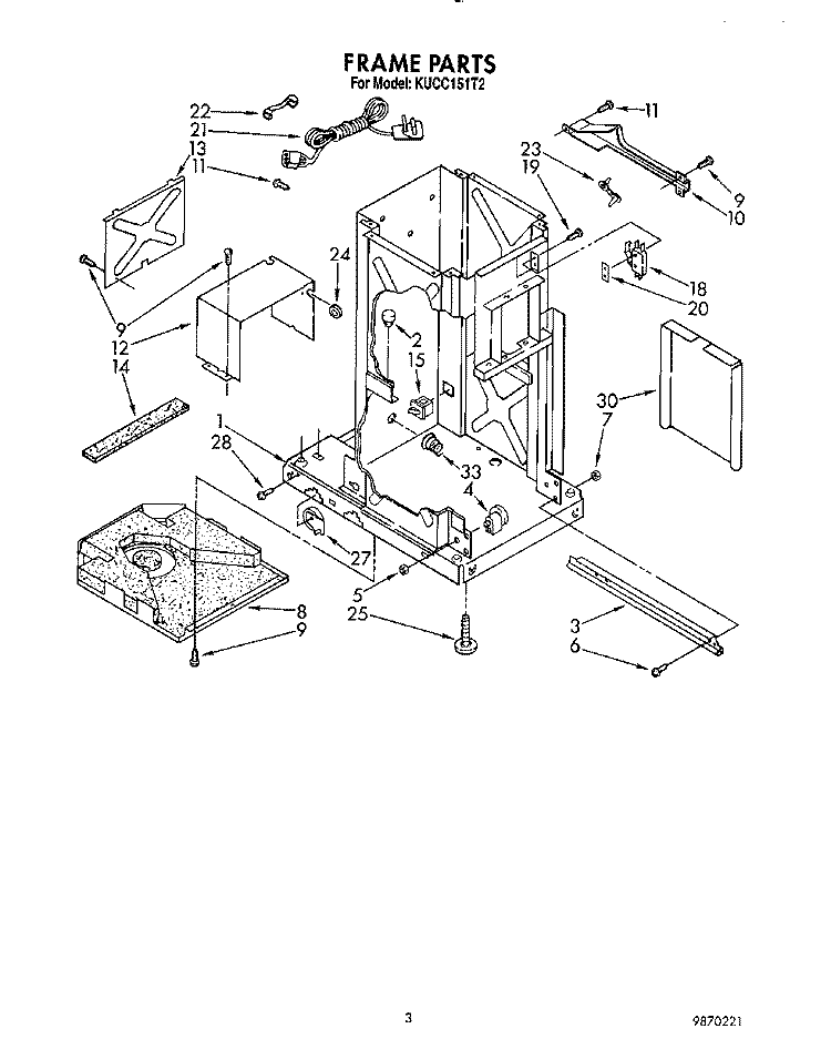 FRAME Diagram and Parts List for KUCC151T2  KitchenAid Trash Compactor