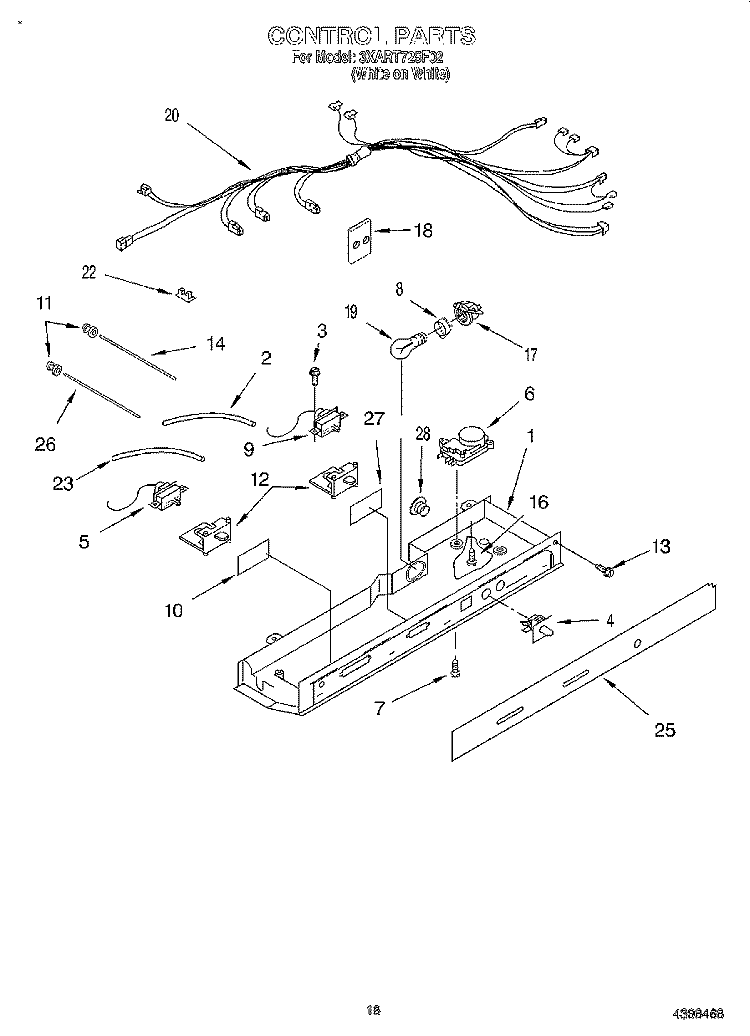CONTROL Diagram and Parts List for 3XART725F02  Whirlpool Refrigerator