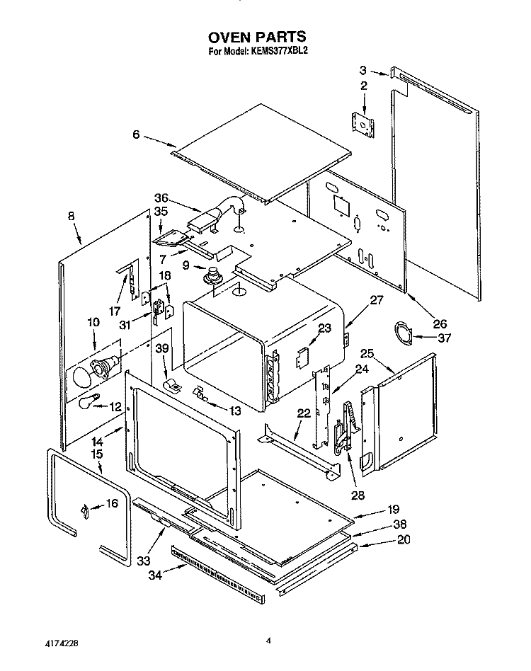 OVEN Diagram and Parts List for KEMS377XBL2  KitchenAid Microwave Oven Combo
