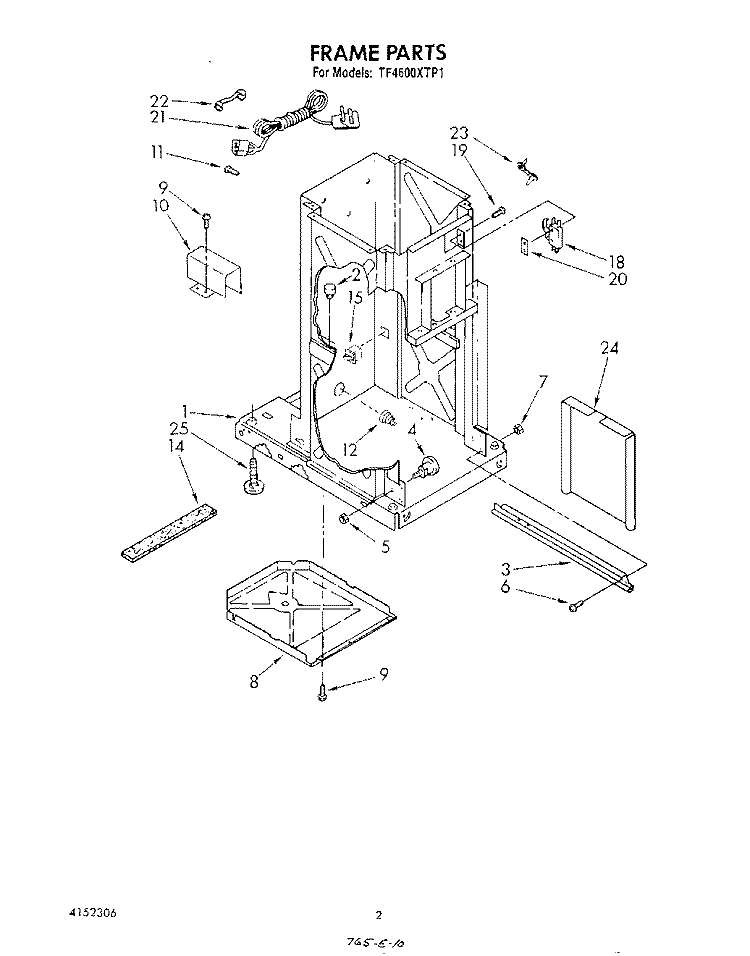 FRAME Diagram and Parts List for TF4600XTP1  Whirlpool Trash Compactor