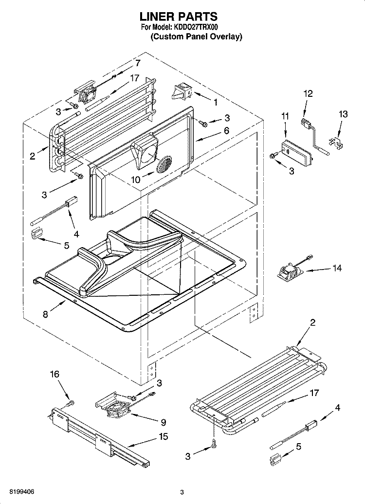 LINER PARTS Diagram and Parts List for KDDO27TRX00  KitchenAid Refrigerator