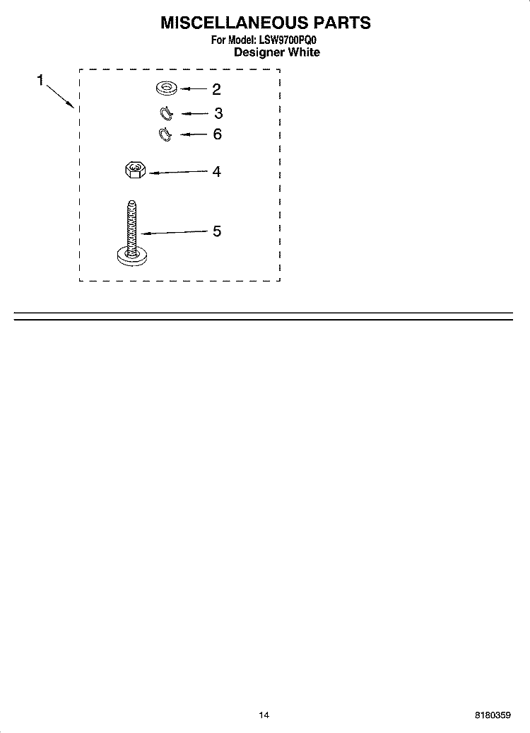 MISCELLANEOUS PARTS - OPTIONAL PARTS (NOT INCLUDED) Diagram and Parts List for LSW9700PQ0  Whirlpool Washer