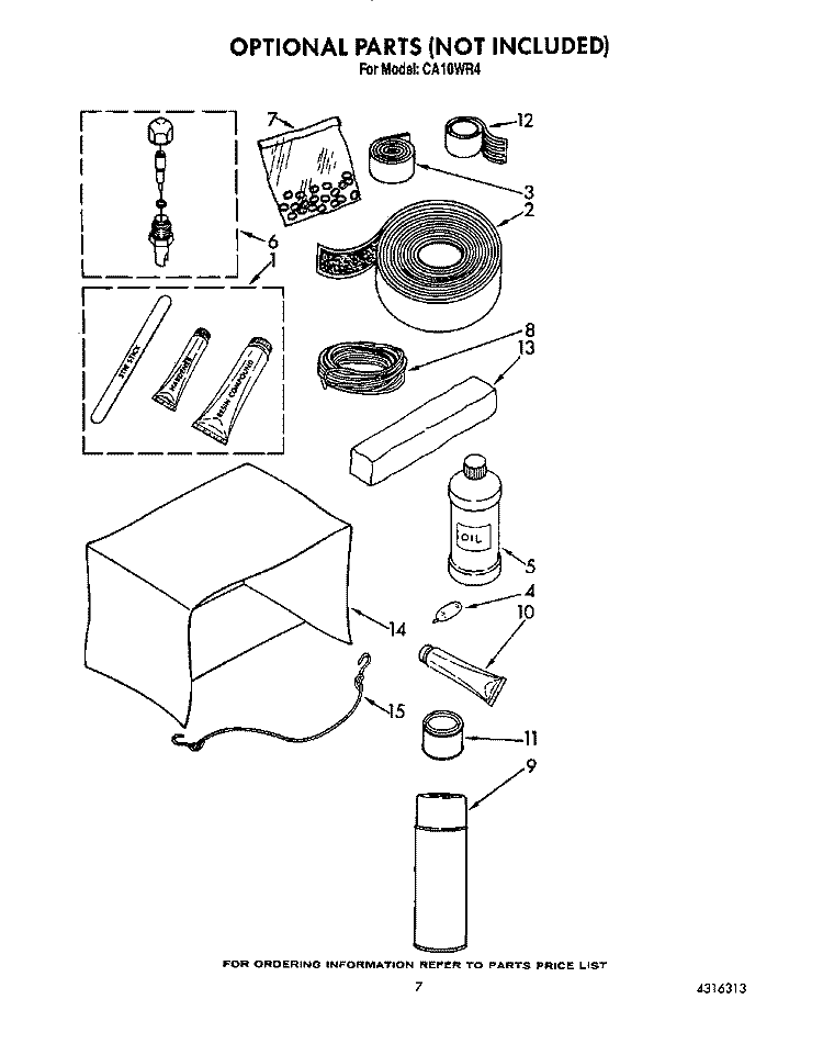 OPTIONAL Diagram and Parts List for CA10WR4  Crosley Air Conditioner