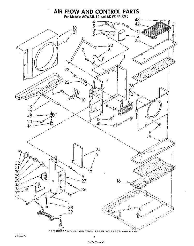 SECTION Diagram and Parts List for ACW144XM0  Whirlpool Air Conditioner