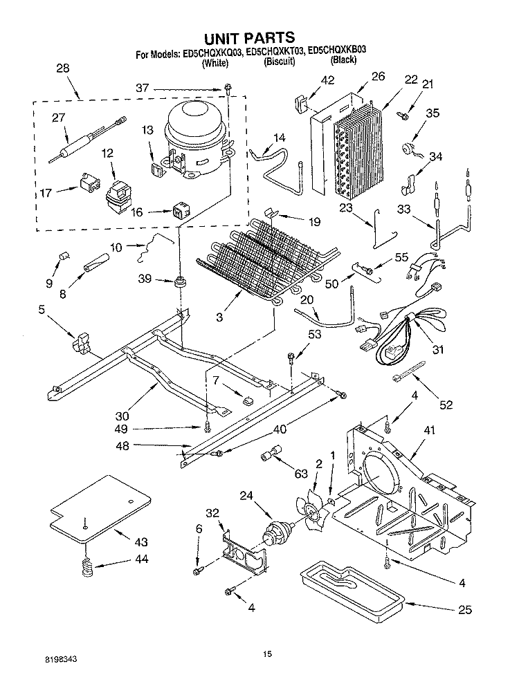 UNIT PARTS Diagram and Parts List for ED5CHQXKB03  Whirlpool Refrigerator