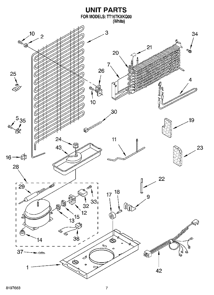 UNIT Diagram and Parts List for TT16TKXKQ00  Estate Refrigerator