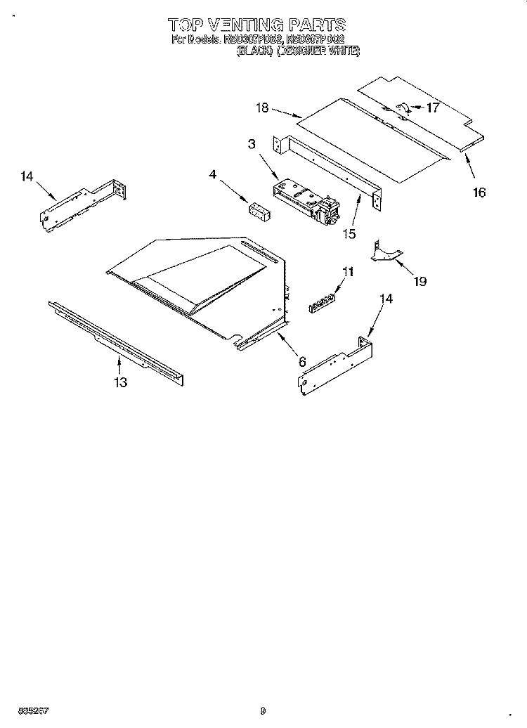 TOP VENTING, OPTIONAL Diagram and Parts List for RBD307PDQ2  Whirlpool Wall Oven