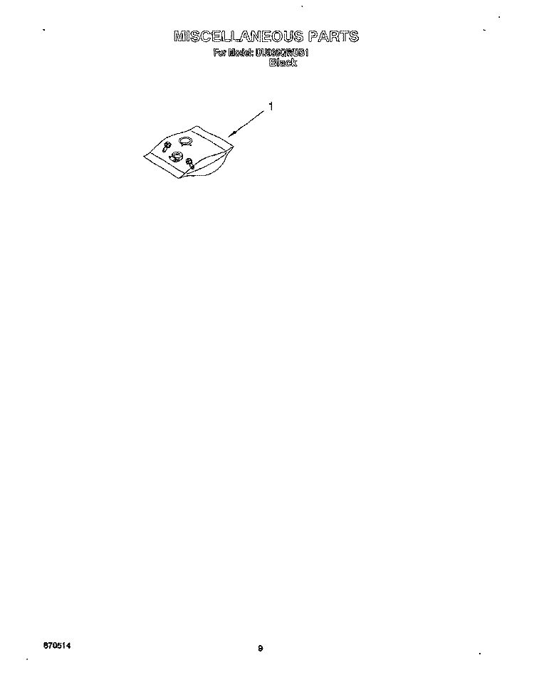 MISCELLANEOUS, LIT/OPTIONAL Diagram and Parts List for DU935QWDB1  Whirlpool Dishwasher
