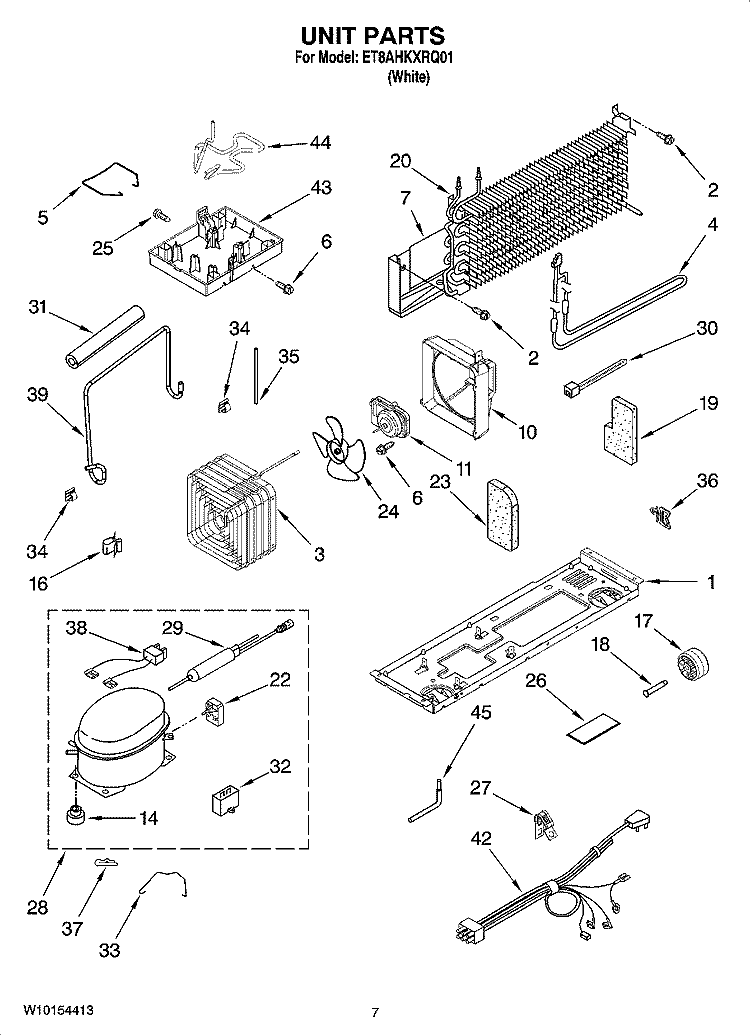 UNIT PARTS Diagram and Parts List for ET8AHKXRQ01  Whirlpool Refrigerator