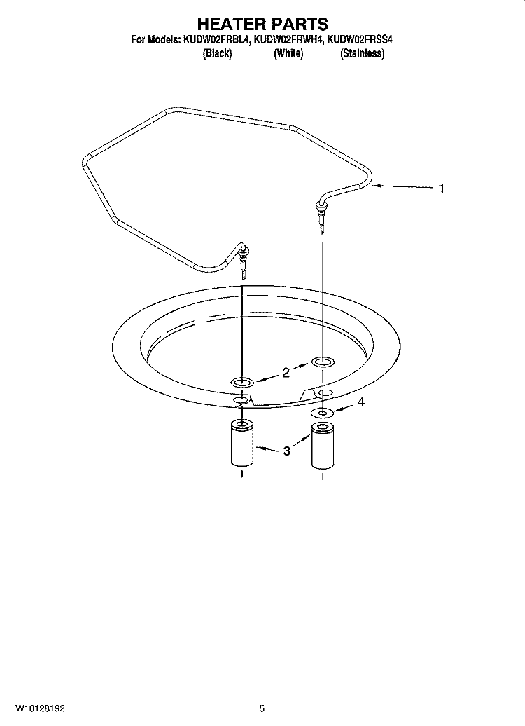 HEATER PARTS Diagram and Parts List for KUDW02FRWH4  KitchenAid Dishwasher