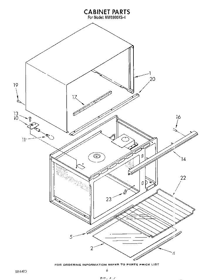 CABINET Diagram and Parts List for MW8900XS4  Whirlpool Microwave