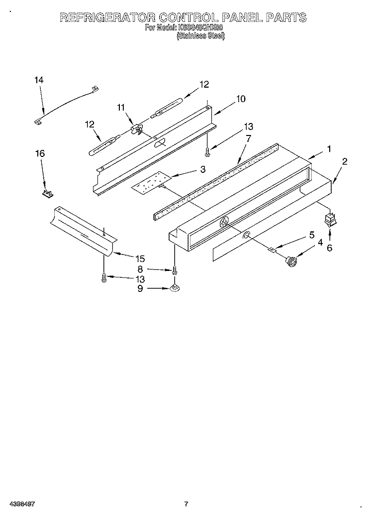 REFRIGERATOR CONTROL PANEL Diagram and Parts List for KSSS48QHX00  KitchenAid Refrigerator