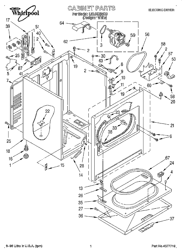 SECTION Diagram and Parts List for LEL8858EQ0  Whirlpool Dryer