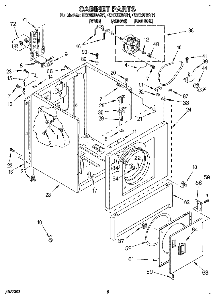 SECTION Diagram and Parts List for CEE2990AG1  Whirlpool Dryer