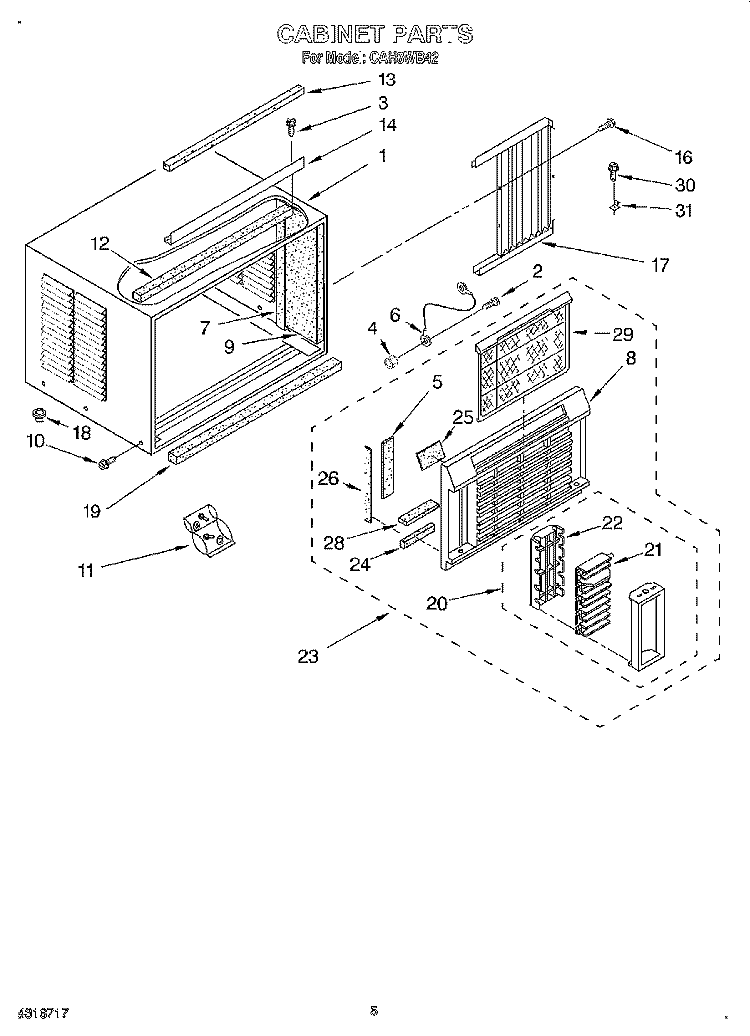 CABINET Diagram and Parts List for CAH8WB42  Crosley Air Conditioner