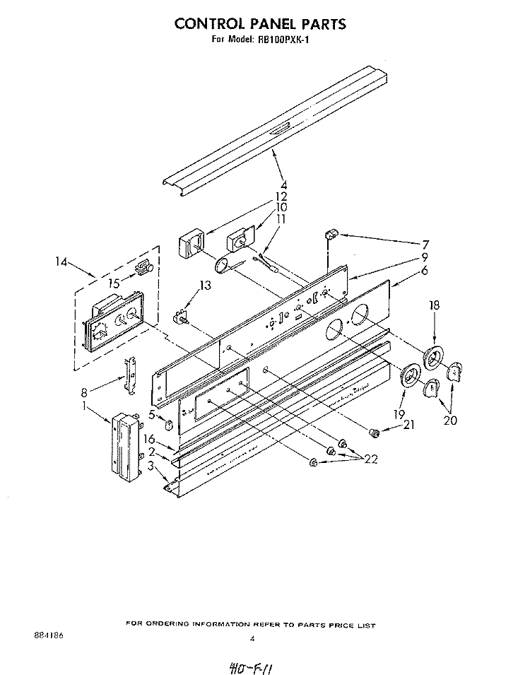 CONTROL PANEL , LITERATURE AND OPTIONAL Diagram and Parts List for RB100PXK1  Whirlpool Wall Oven