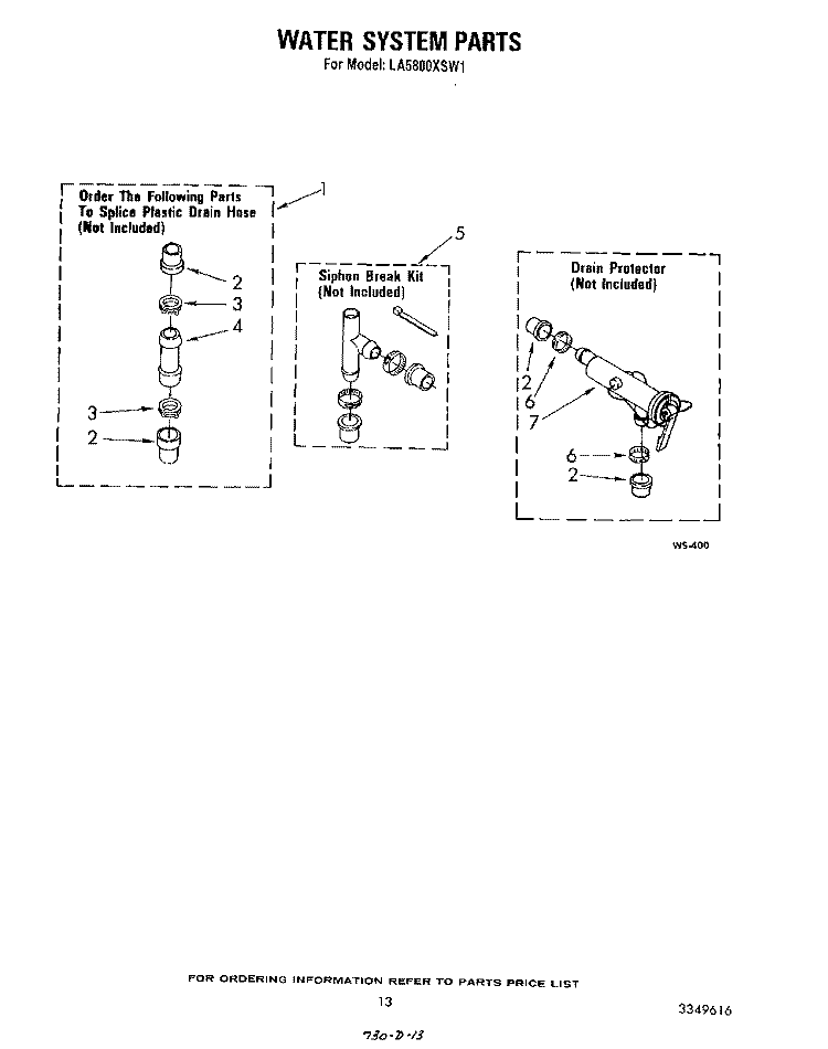 WATER SYSTEM Diagram and Parts List for LA5800XSW1  Whirlpool Washer