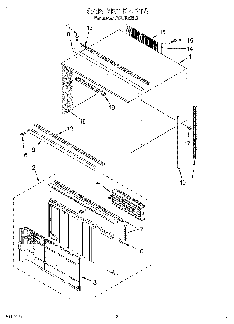 SECTION Diagram and Parts List for ACU102XH0  Whirlpool Air Conditioner