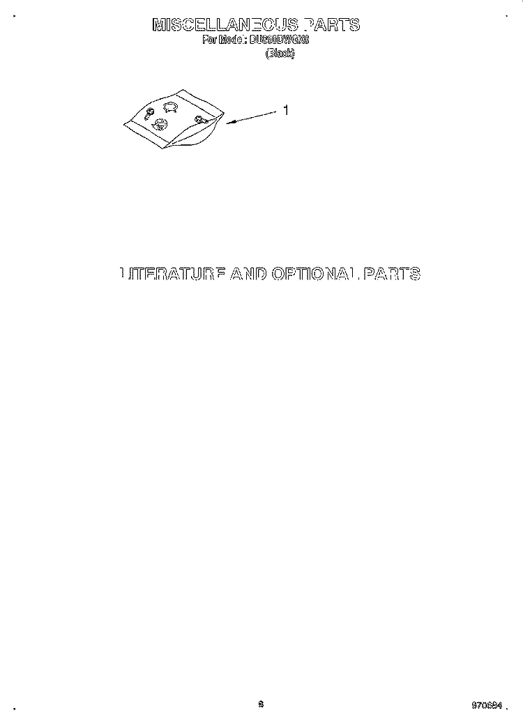 MISCELLANEOUS, LIT/OPTIONAL Diagram and Parts List for DU890DWGX0  Whirlpool Dishwasher