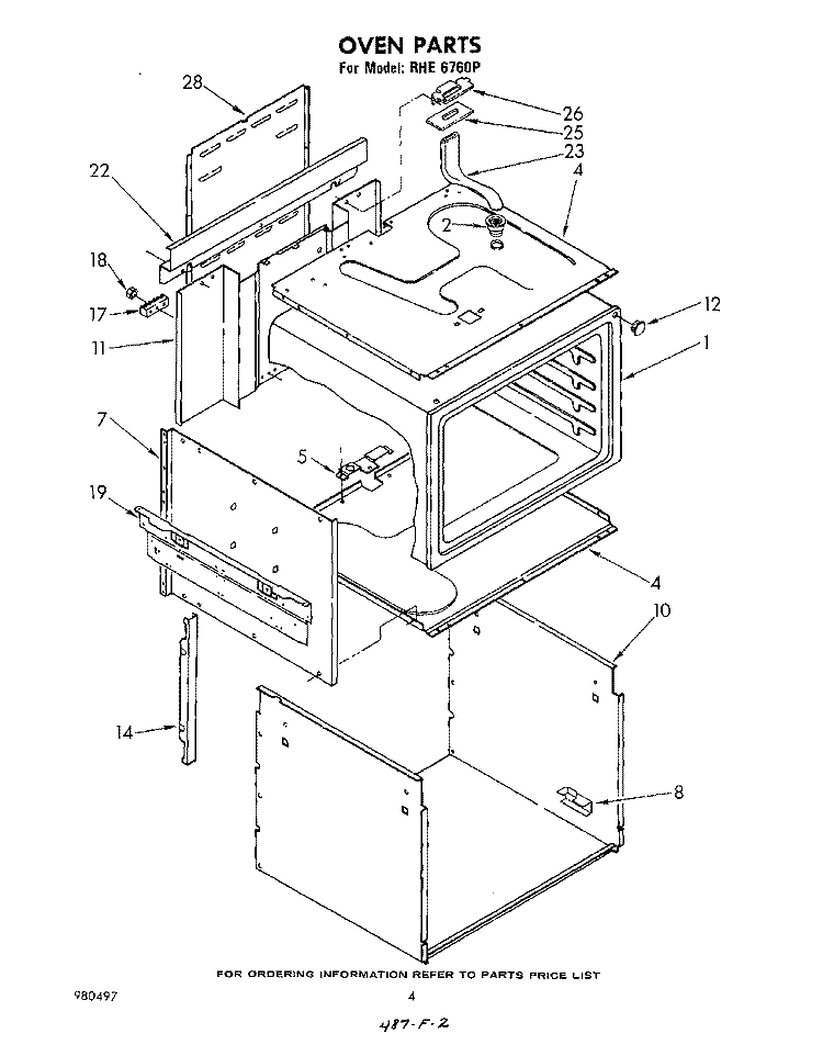 OVEN Diagram and Parts List for RHE6760P  Whirlpool Range