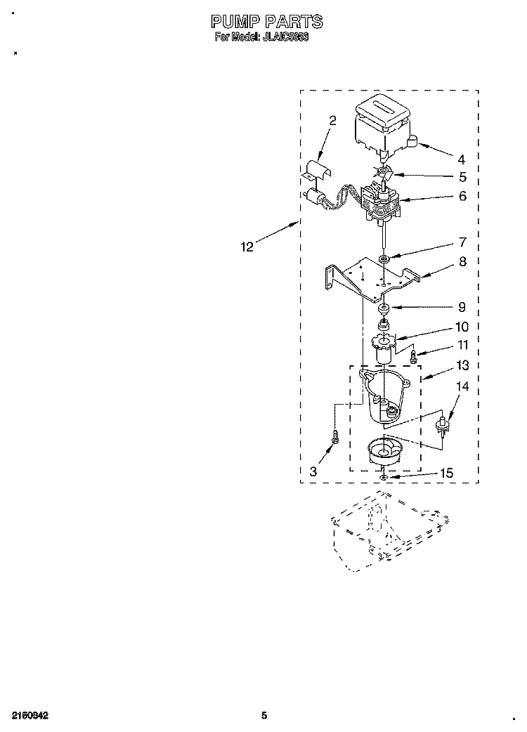 PUMP Diagram and Parts List for JLAIC5053  Whirlpool Ice Maker
