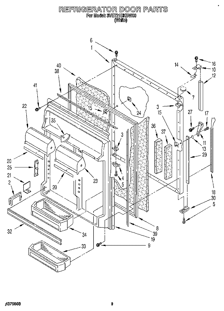 REFRIGERATOR DOOR Diagram and Parts List for 3VET21DKBW00  Whirlpool Refrigerator