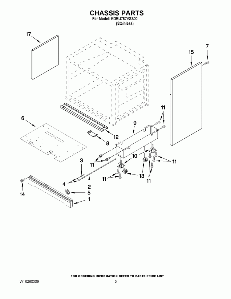 CHASSIS PARTS Diagram and Parts List for KDRU767VSS00  KitchenAid Range