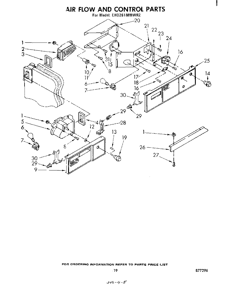 AIR FLOW AND CONTROL Diagram and Parts List for EHD261MMWR2  Whirlpool Refrigerator