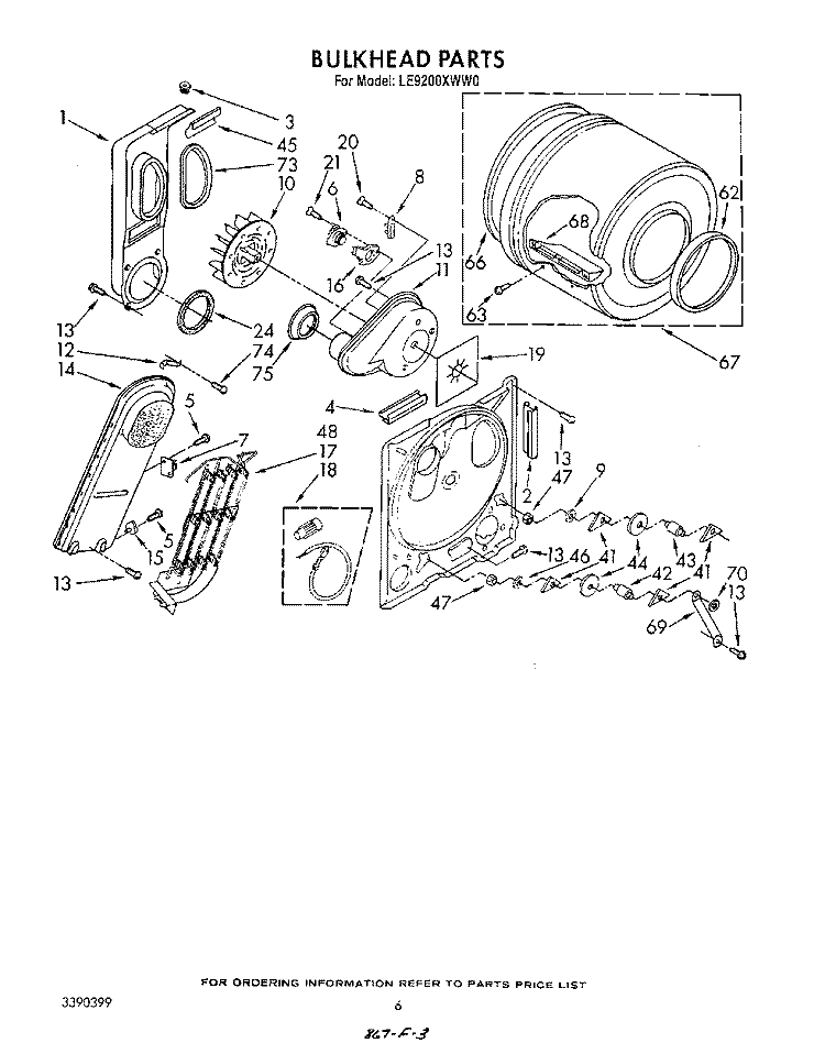 SECTION Diagram and Parts List for LE9200XWN0  Whirlpool Dryer