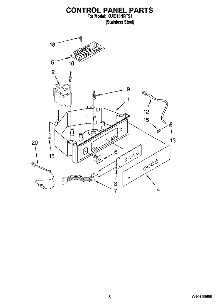 CONTROL PANEL PARTS Diagram and Parts List for KUIC15NRTS1  KitchenAid Ice Maker