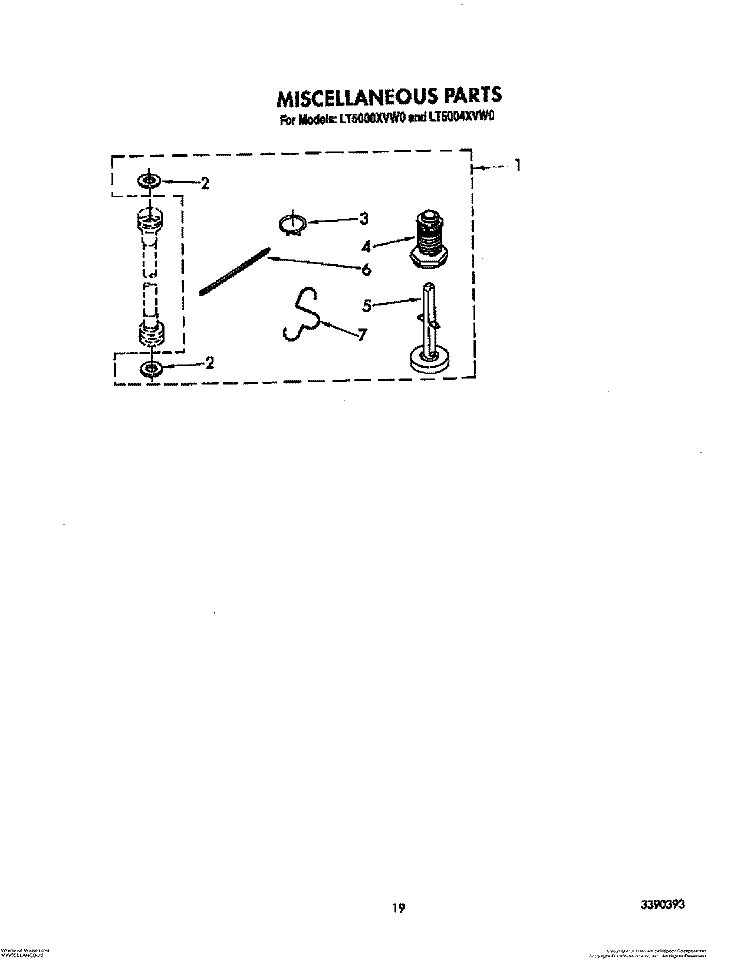 MISCELLANEOUS Diagram and Parts List for LT5000XVW0  Whirlpool Washer Dryer Combo