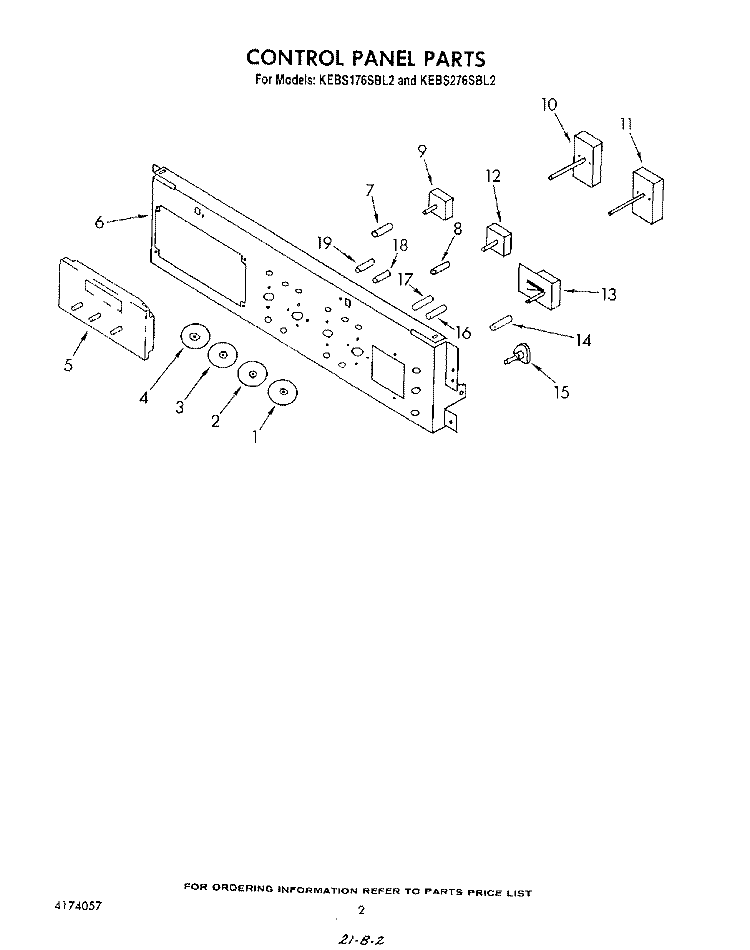 CONTROL PANEL, LIT/OPTIONAL Diagram and Parts List for KEBS176SBL2  KitchenAid Wall Oven