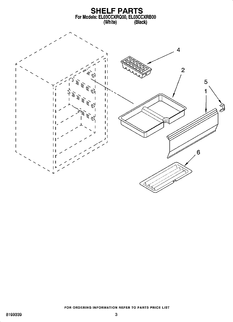 SHELF PARTS Diagram and Parts List for EL03CCXRQ00  Whirlpool Refrigerator