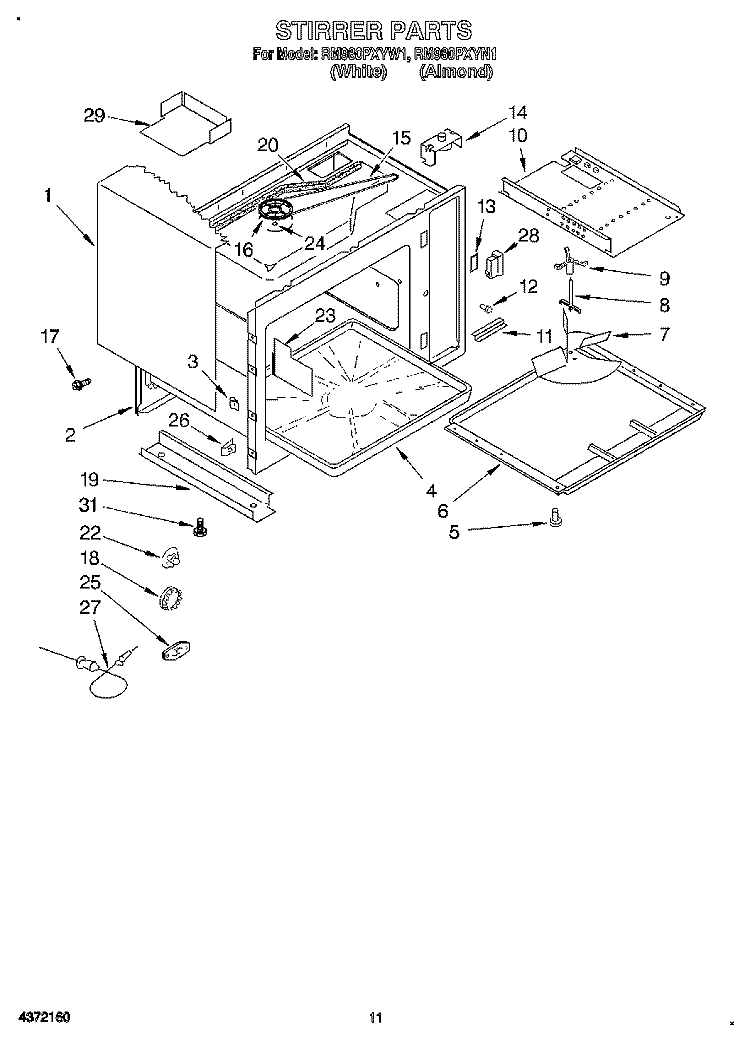 STIRRER Diagram and Parts List for RM980PXYN1  Whirlpool Microwave Oven Combo