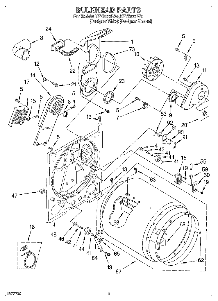 SECTION Diagram and Parts List for KEYS977EZ0  KitchenAid Dryer