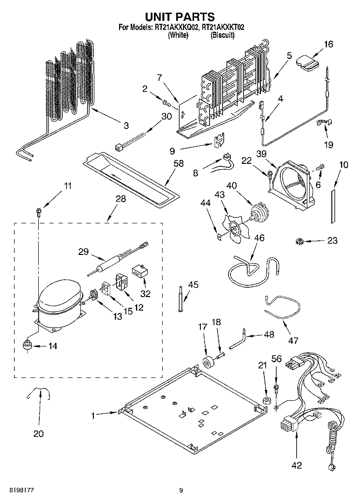 UNIT, OPTIONAL Diagram and Parts List for RT21AKXKT02  Roper Refrigerator