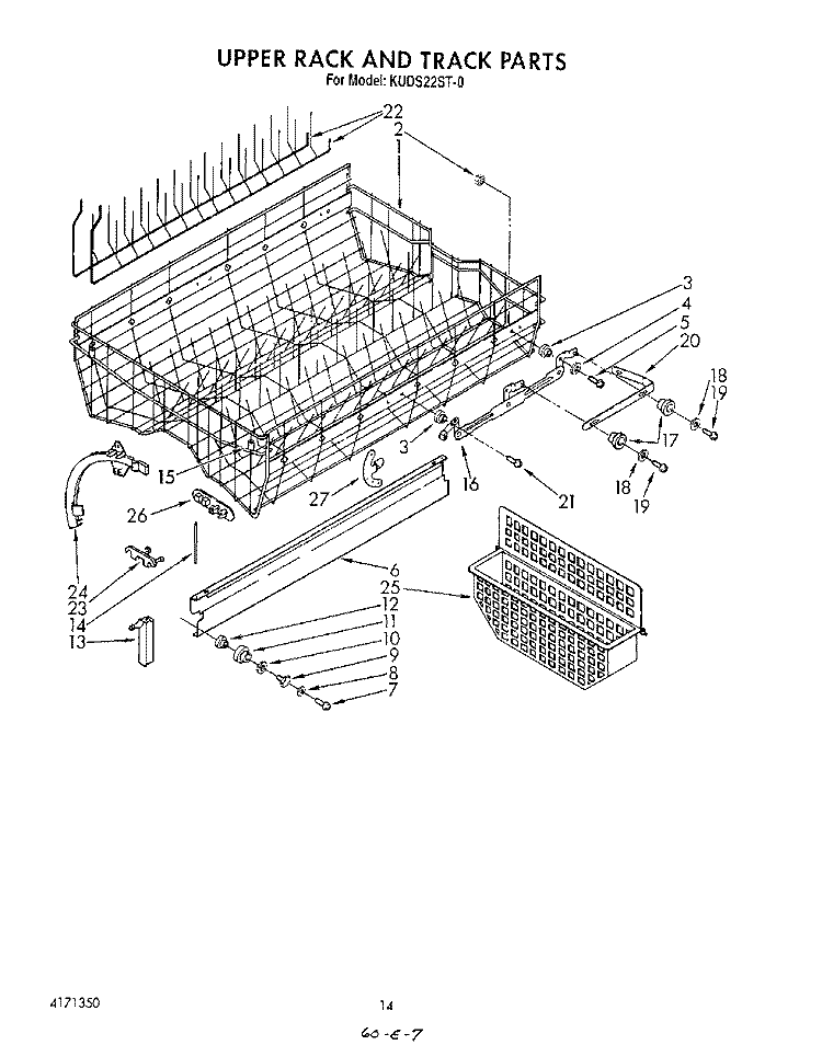 UPPER RACK AND TRACK Diagram and Parts List for KUDS220ST0  KitchenAid Dishwasher