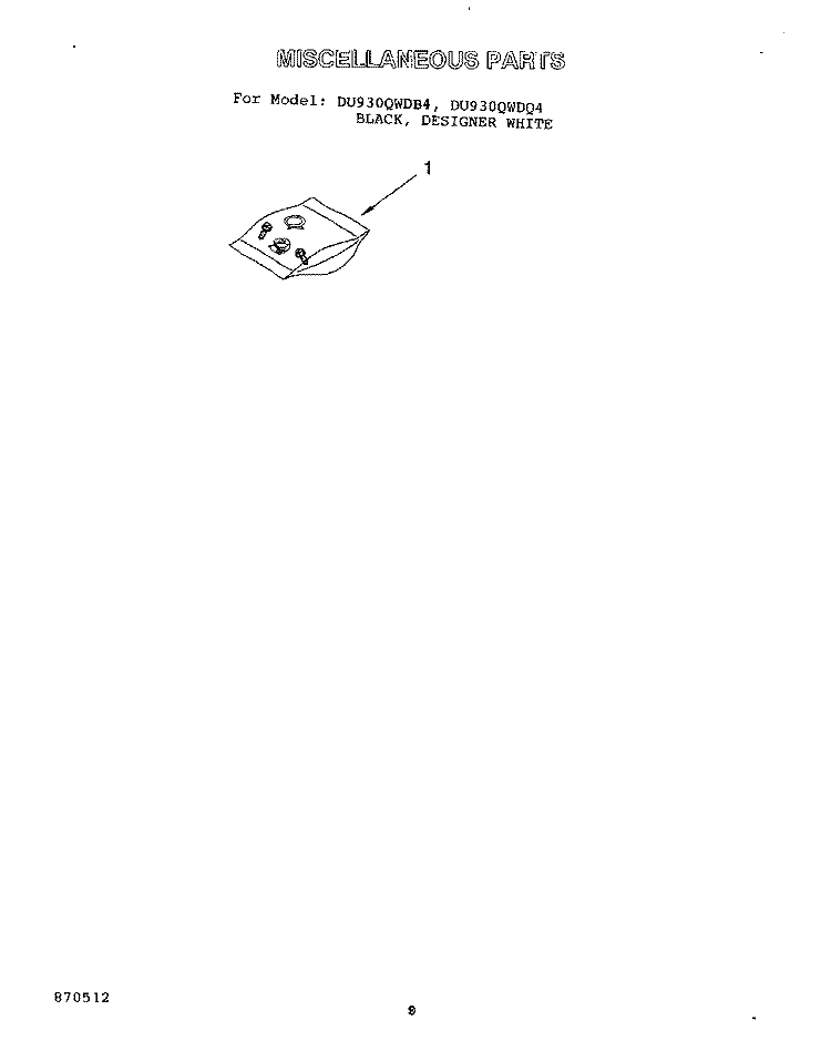SECTION Diagram and Parts List for DU930QWDQ4  Whirlpool Dishwasher