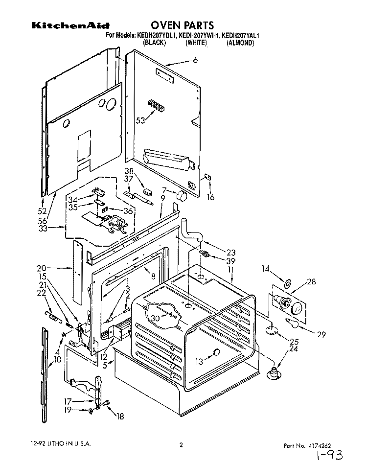 OVEN Diagram and Parts List for KEDH207YBL1  KitchenAid Range