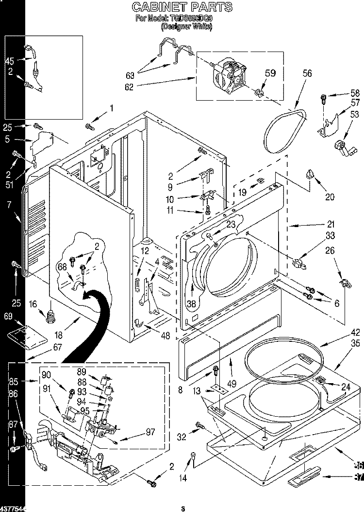CABINET Diagram and Parts List for TGDS680DQ0  Estate Dryer
