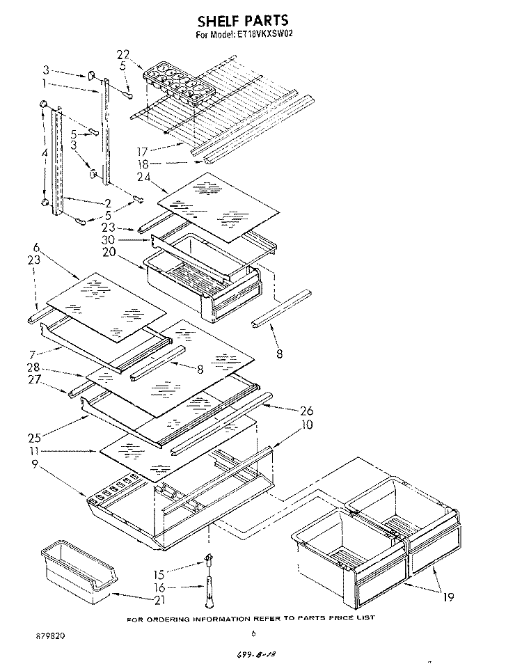 SHELF Diagram and Parts List for ET18VKXSW02  Whirlpool Refrigerator