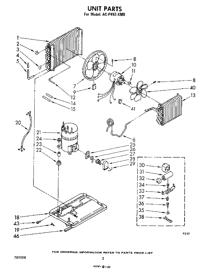 UNIT PARTS Diagram and Parts List for ACP492XM0  Whirlpool Air Conditioner
