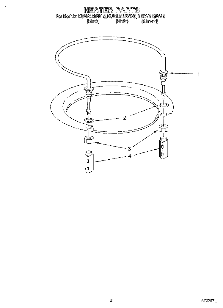 HEATER Diagram and Parts List for KUDM24SEAL5  KitchenAid Dishwasher
