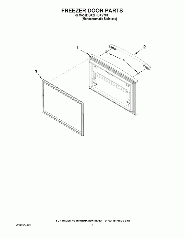FREEZER DOOR PARTS Diagram and Parts List for GX2FHDXVY04  Whirlpool Refrigerator
