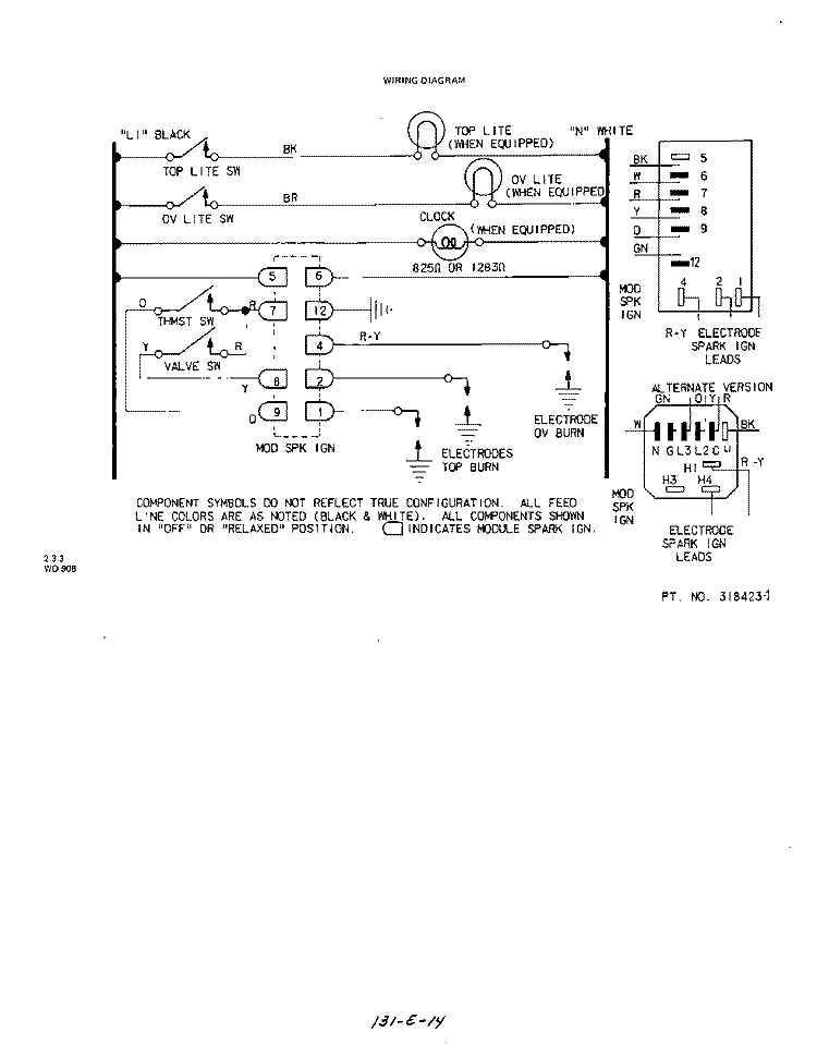 SECTION Diagram and Parts List for 1234W0A  Roper Range