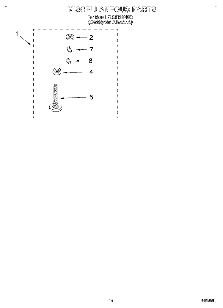 MISCELLANEOUS, LIT/OPTIONAL Diagram and Parts List for 7LSR7233HZ0  Whirlpool Washer