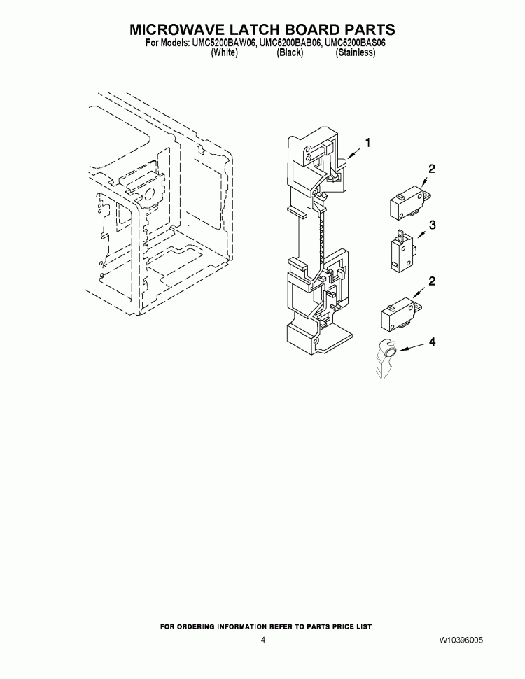 MICROWAVE LATCH BOARD PARTS Diagram and Parts List for UMC5200BAB06  Whirlpool Microwave