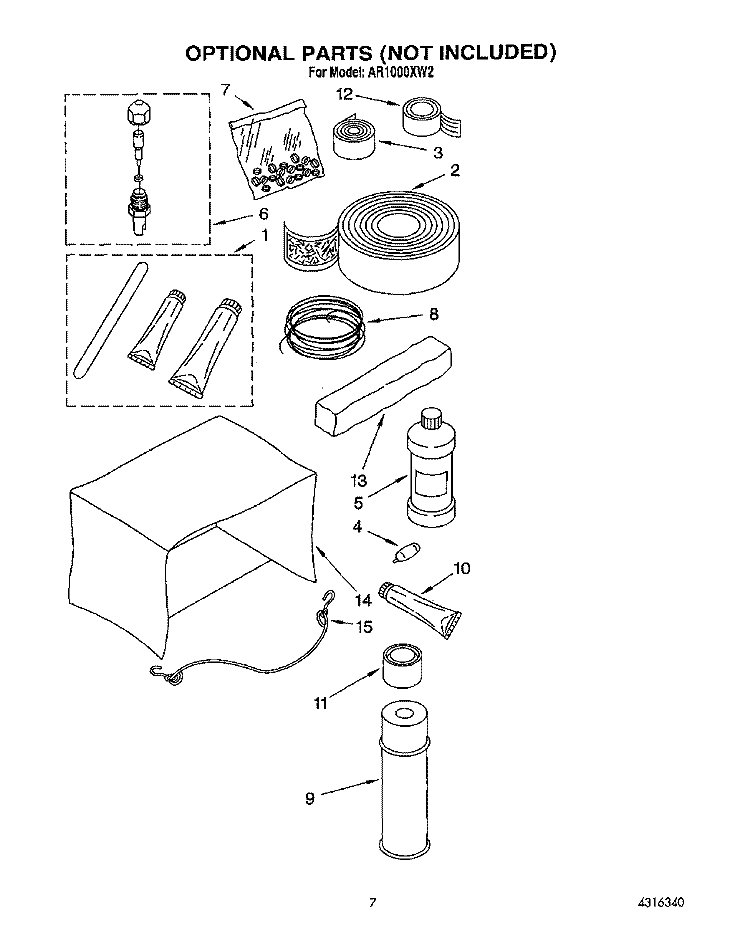 OPTIONAL Diagram and Parts List for AR1000XW2  Whirlpool Air Conditioner